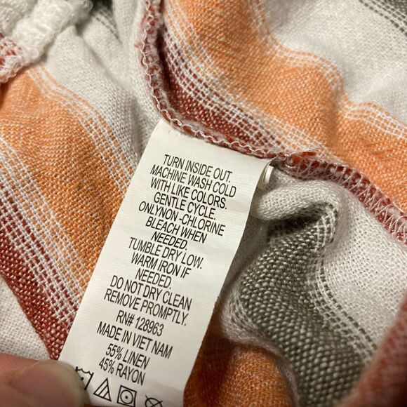 Indigo Rein, Linen Blend Striped Paper Bag Belted Shorts High Waist XL Beachy - Picture 7 of 8